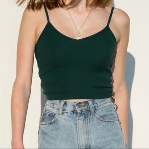 Brandy Melville Green Ribbed V Neck Lorene Tank